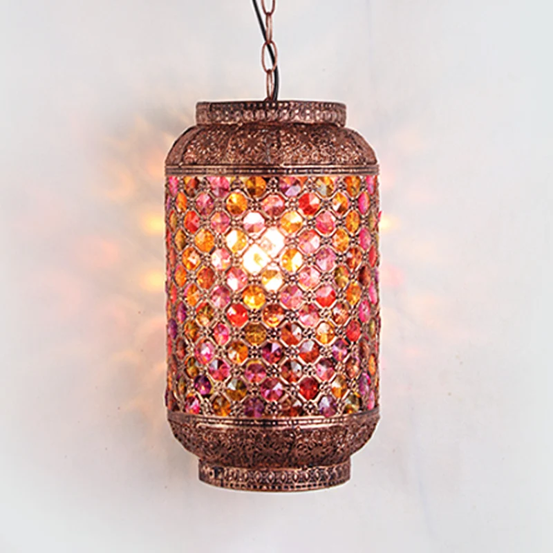 Enkele uitgeholde ellips hanglamp Bohemen koper 1-lichts hanglamp voor woonkamer Clearhalo