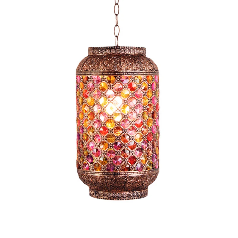 Enkele uitgeholde ellips hanglamp Bohemen koper 1-lichts hanglamp voor woonkamer Clearhalo