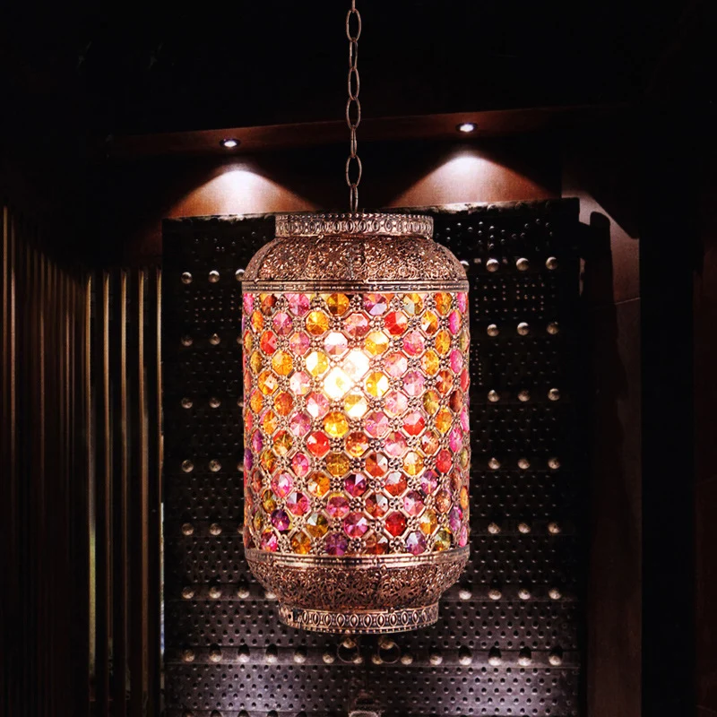 Enkele uitgeholde ellips hanglamp Bohemen koper 1-lichts hanglamp voor woonkamer Clearhalo