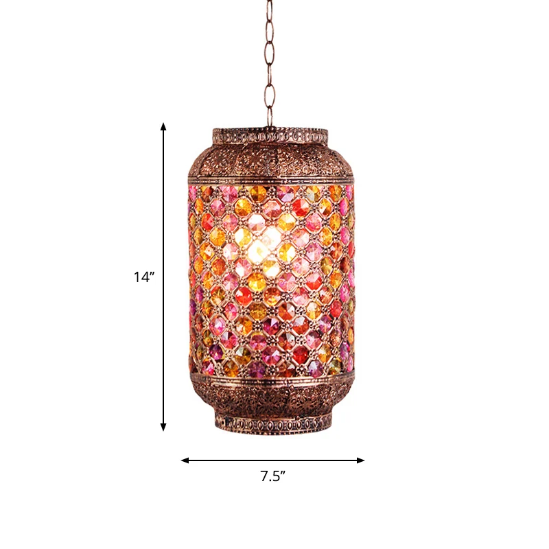 Enkele uitgeholde ellips hanglamp Bohemen koper 1-lichts hanglamp voor woonkamer Clearhalo