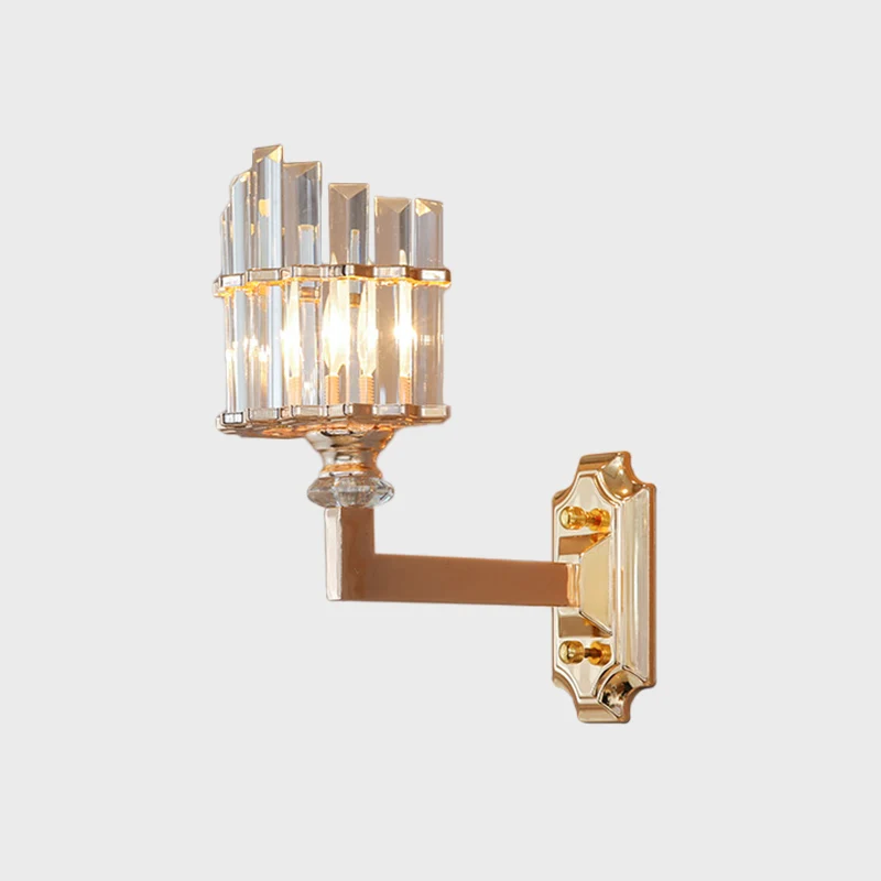 Enkele wandlamp postmodern gebogen helder driezijdige kristallen staaf wandlamp goud Clearhalo