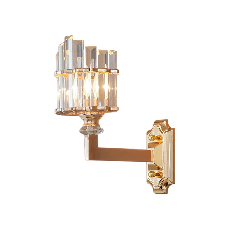 Enkele wandlamp postmodern gebogen helder driezijdige kristallen staaf wandlamp goud Clearhalo