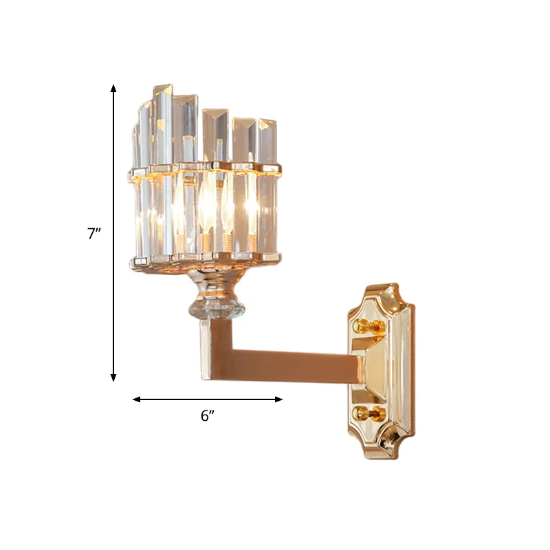 Enkele wandlamp postmodern gebogen helder driezijdige kristallen staaf wandlamp goud Clearhalo