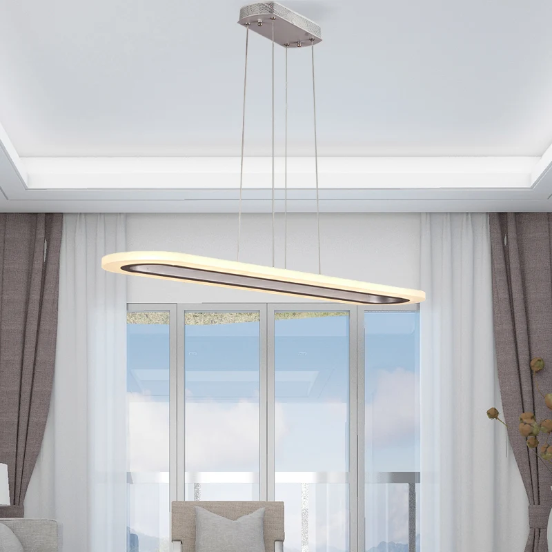 Enkellaags kroonluchter minimalistisch acryl zilver LED hangende hanglamp wit/warm/natuurlijk licht, 31,5"/39"/47" breed C...