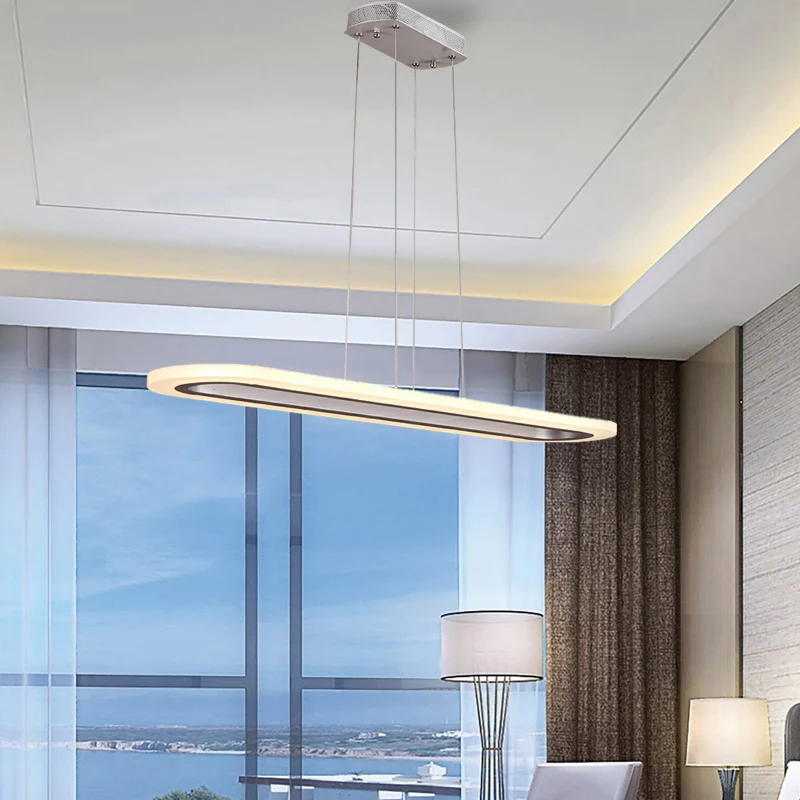 Enkellaags kroonluchter minimalistisch acryl zilver LED hangende hanglamp wit/warm/natuurlijk licht, 31,5"/39"/47" breed C...
