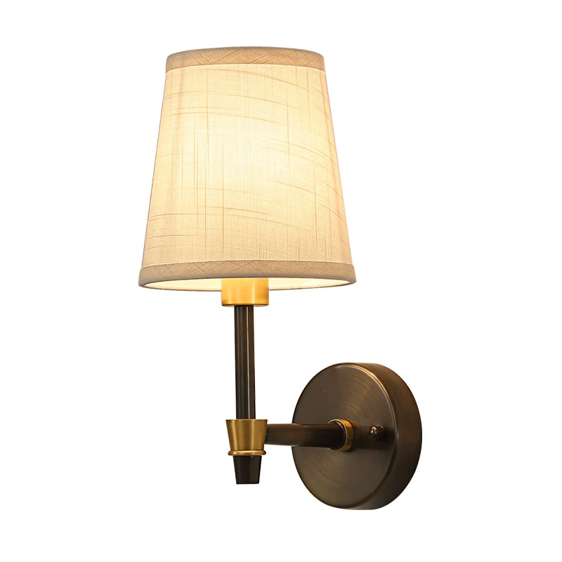 Enkelvoudige leeswandlamp Traditioneel conisch stoffen schanslicht wit voor studeerkamer Clearhalo