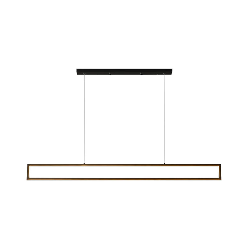 Extra grote rechthoekige LED-eilandhanger Eenvoudige aluminium zwarte plafondhanglamp warm/wit/natuurlijk licht Clearhalo