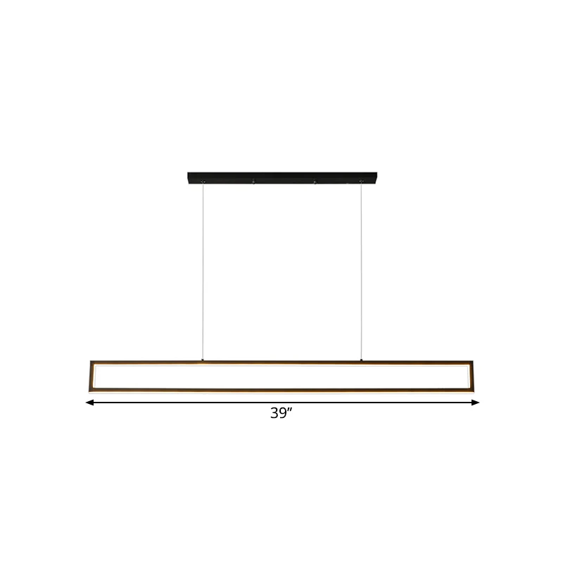 Extra grote rechthoekige LED-eilandhanger Eenvoudige aluminium zwarte plafondhanglamp warm/wit/natuurlijk licht Clearhalo