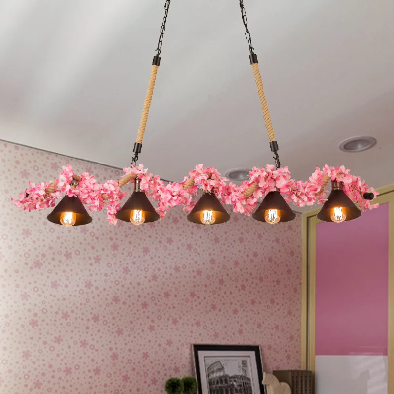 Factory Conical Island hanglamp 5-lichts metalen hanglampenset roze voor eetkamer Clearhalo