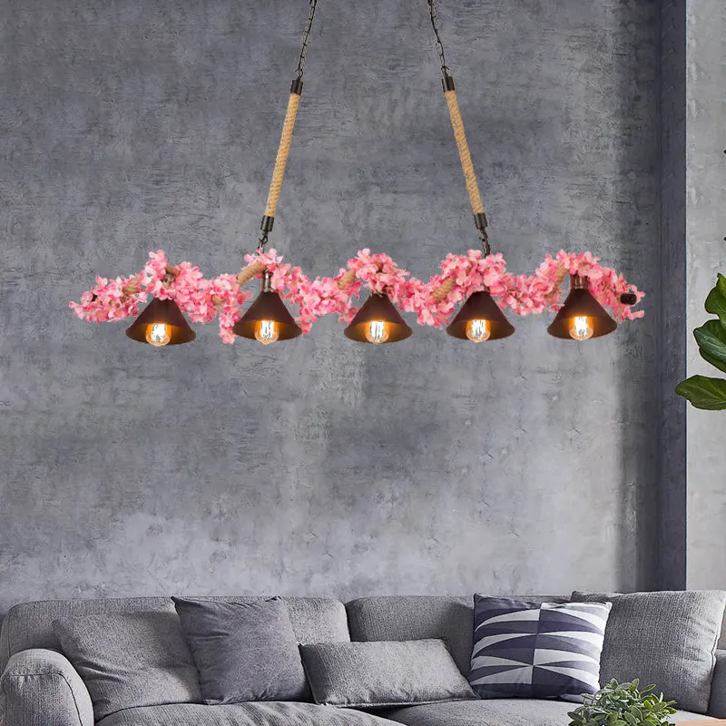 Factory Conical Island hanglamp 5-lichts metalen hanglampenset roze voor eetkamer Clearhalo
