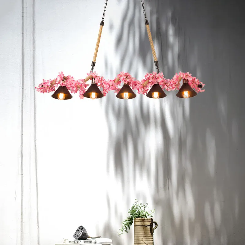 Factory Conical Island hanglamp 5-lichts metalen hanglampenset roze voor eetkamer Clearhalo