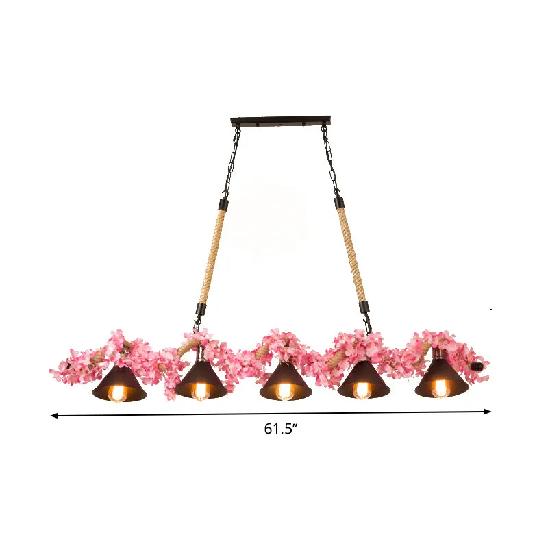 Factory Conical Island hanglamp 5-lichts metalen hanglampenset roze voor eetkamer Clearhalo
