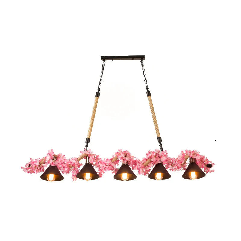 Factory Conical Island hanglamp 5-lichts metalen hanglampenset roze voor eetkamer Clearhalo