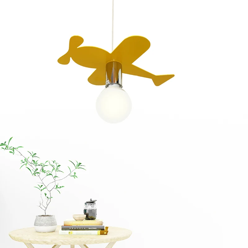 Felgekleurde kinderhanglamp Vliegtuig 1 lichtmetalen LED-plafondlamp voor foyer Clearhalo