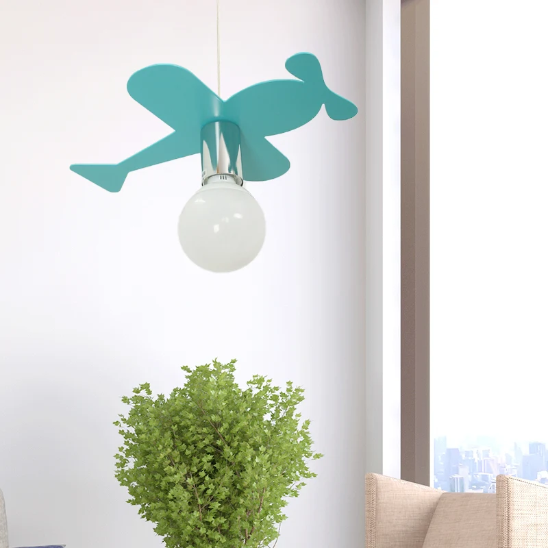 Felgekleurde kinderhanglamp Vliegtuig 1 lichtmetalen LED-plafondlamp voor foyer Clearhalo