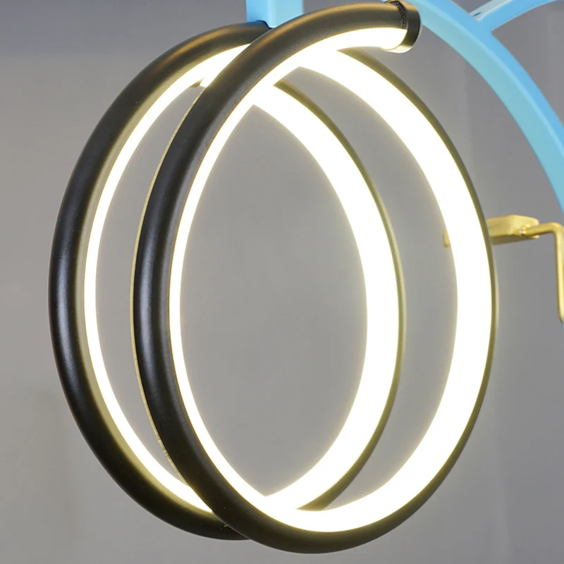 Fiets LED-hangende kroonluchter Creatieve acryl kinderslaapkamer hangende lichtarmatuur Clearhalo