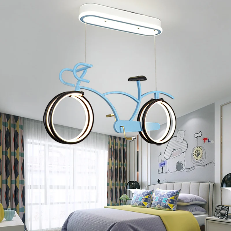 Fiets LED-hangende kroonluchter Creatieve acryl kinderslaapkamer hangende lichtarmatuur Clearhalo