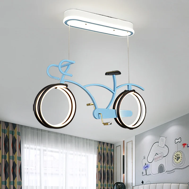 Fiets LED-hangende kroonluchter Creatieve acryl kinderslaapkamer hangende lichtarmatuur Clearhalo