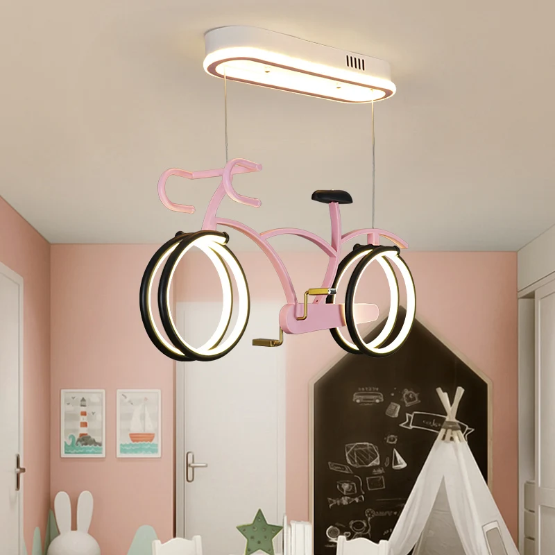Fiets LED-hangende kroonluchter Creatieve acryl kinderslaapkamer hangende lichtarmatuur Clearhalo