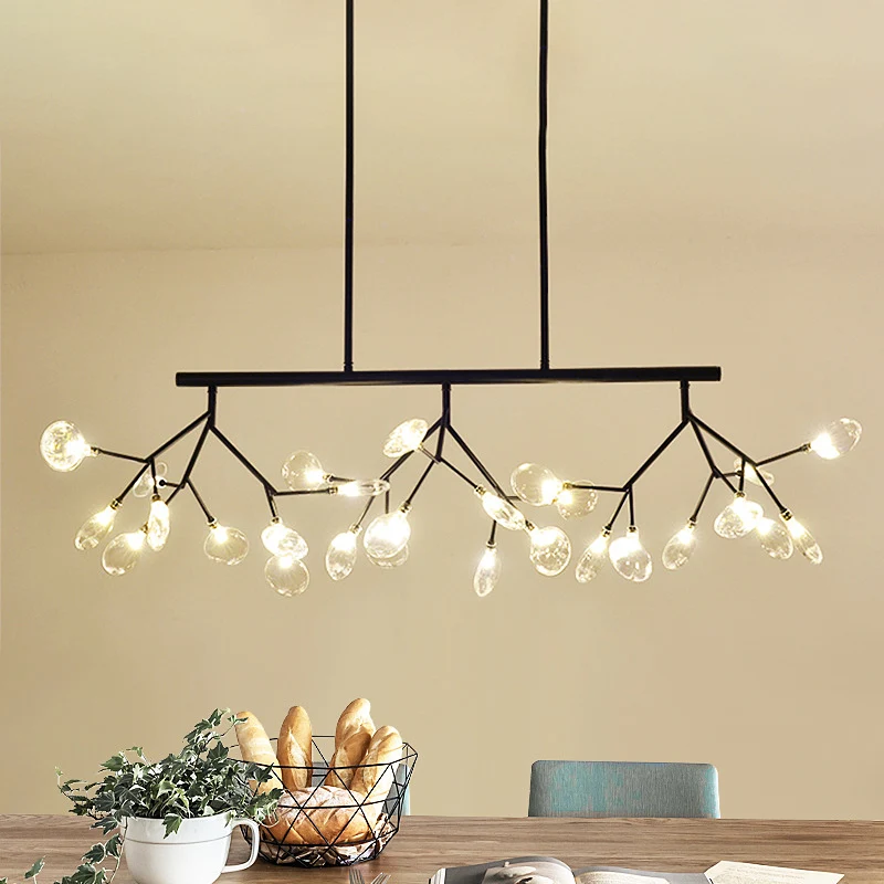 Firefly hangende eilandlamp modernistische helderglazen eettafel plafondhanger zwart/goud Clearhalo