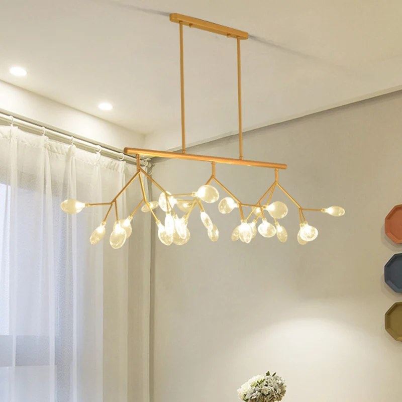 Firefly hangende eilandlamp modernistische helderglazen eettafel plafondhanger zwart/goud Clearhalo