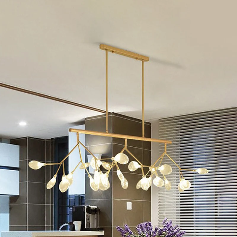 Firefly hangende eilandlamp modernistische helderglazen eettafel plafondhanger zwart/goud Clearhalo