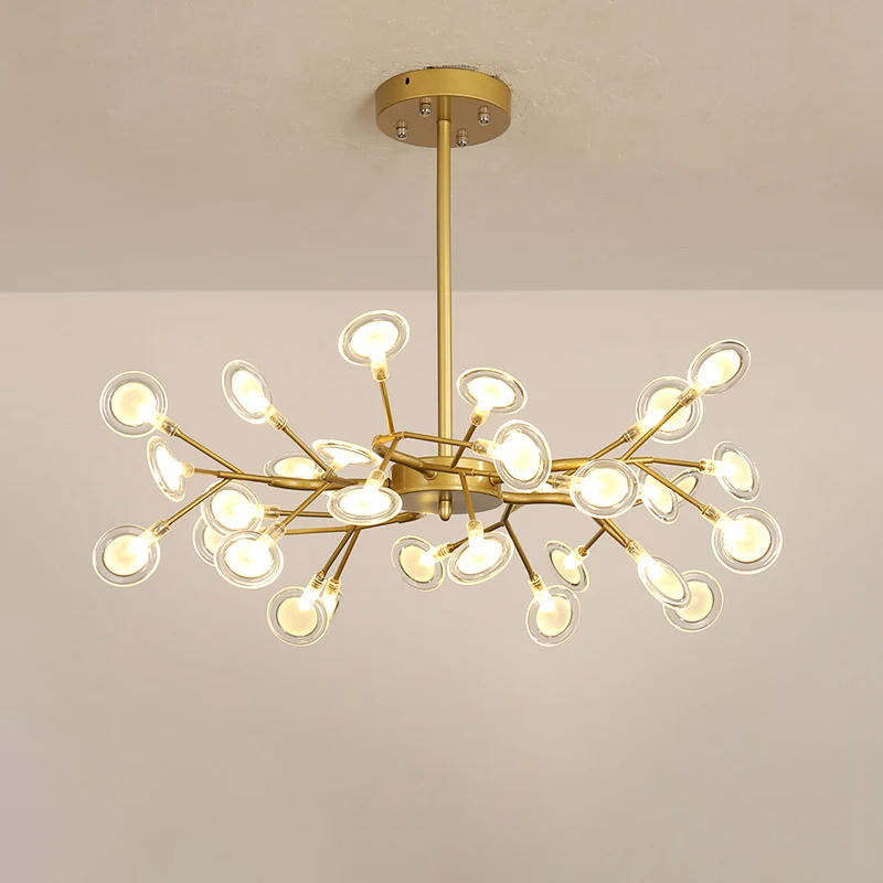 Firefly Shade Woonkamer Kroonluchter Licht Acryl Noordse LED-ophangverlichting goud Clearhalo