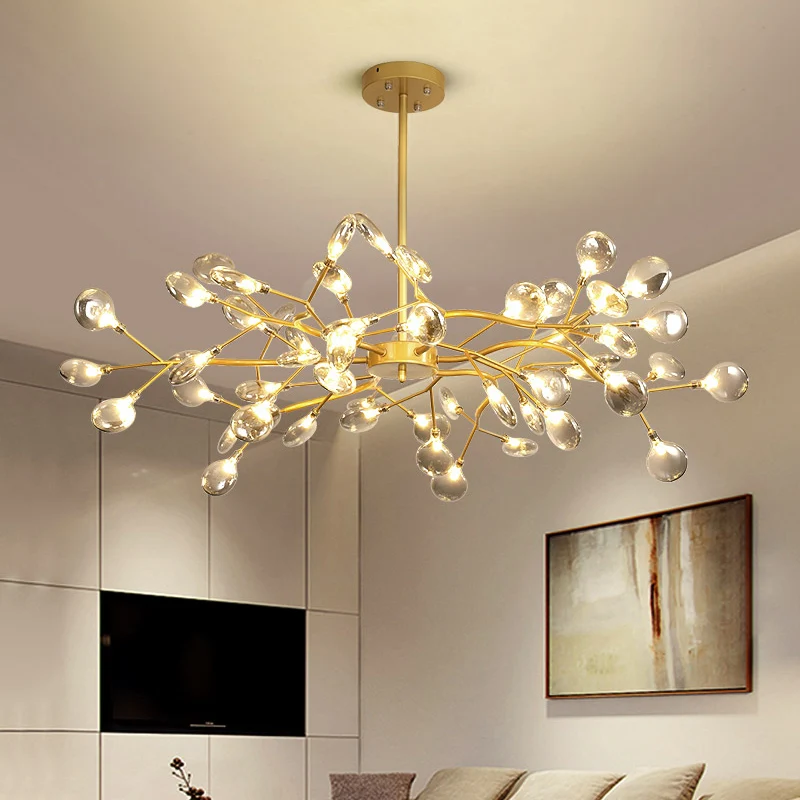 Firefly Shade Woonkamer Kroonluchter Licht Acryl Noordse LED-ophangverlichting goud Clearhalo