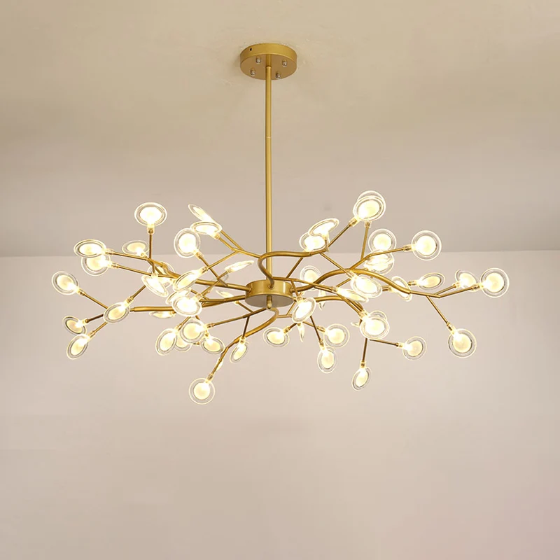 Firefly Shade Woonkamer Kroonluchter Licht Acryl Noordse LED-ophangverlichting goud Clearhalo