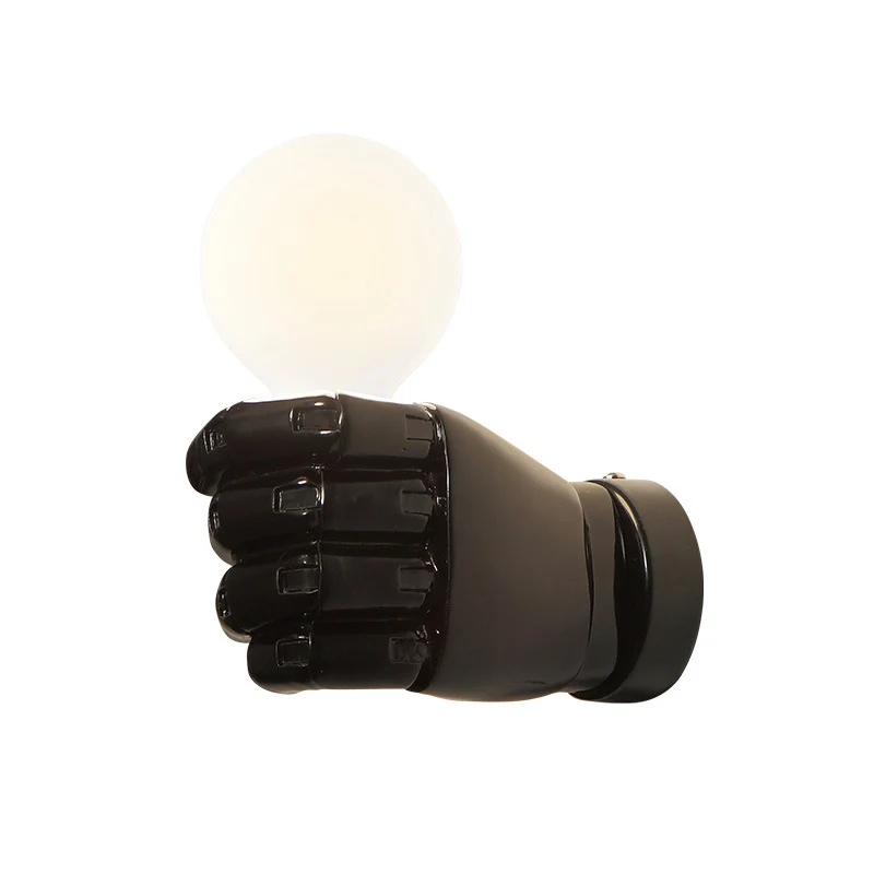 Fist wandkandelaar Art Deco hars 1-kops wit/zwart wandlamp voor kantoor Clearhalo