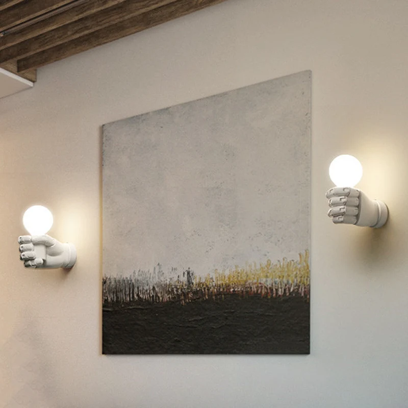 Fist wandkandelaar Art Deco hars 1-kops wit/zwart wandlamp voor kantoor Clearhalo