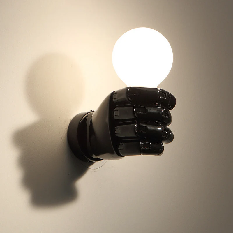 Fist wandkandelaar Art Deco hars 1-kops wit/zwart wandlamp voor kantoor Clearhalo