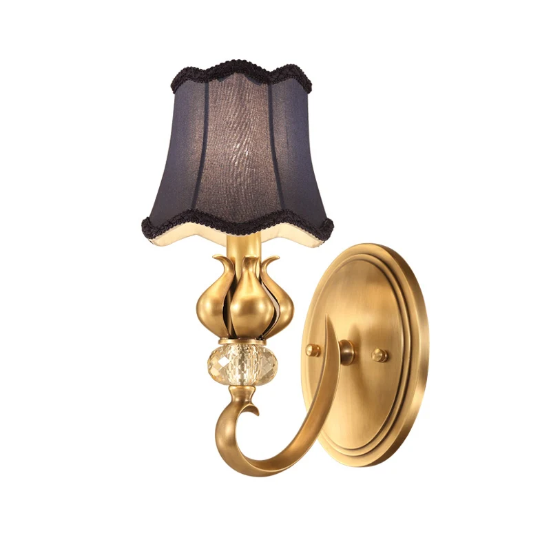 Flare Sconce-lichtarmatuur Traditionele stoffen wandgemonteerde verlichting met geschulpte rand Clearhalo
