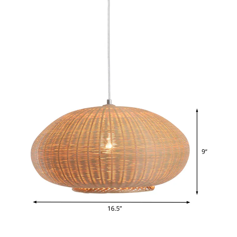 Flaxen Lantaarn Plafondlamp Azië 1 Kop Bamboe Hanglamp voor Eetkamer Clearhalo