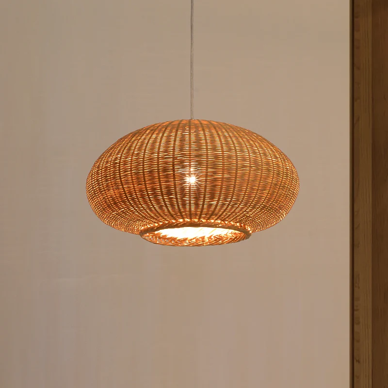 Flaxen Lantaarn Plafondlamp Azië 1 Kop Bamboe Hanglamp voor Eetkamer Clearhalo