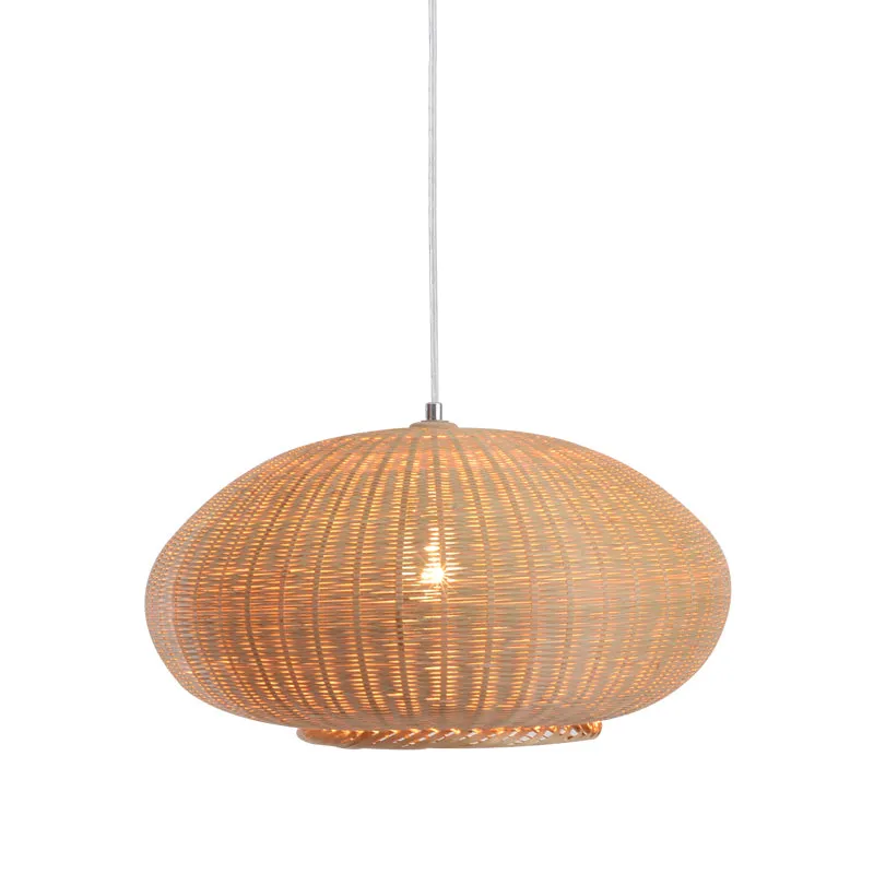 Flaxen Lantaarn Plafondlamp Azië 1 Kop Bamboe Hanglamp voor Eetkamer Clearhalo