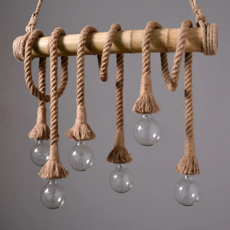 Flaxen zichtbare lamp hanglamp Rustiek restauranteilandplafondlamp met bamboebuis Clearhalo