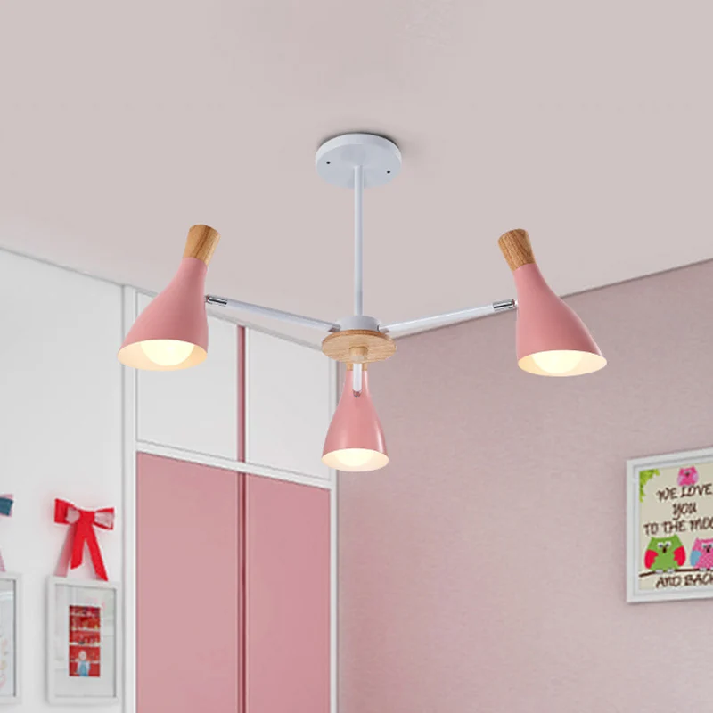 Fles babykamer hanglamp metaal 3-lichts Macaron Loft kroonluchter Clearhalo