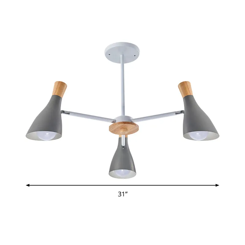 Fles babykamer hanglamp metaal 3-lichts Macaron Loft kroonluchter Clearhalo