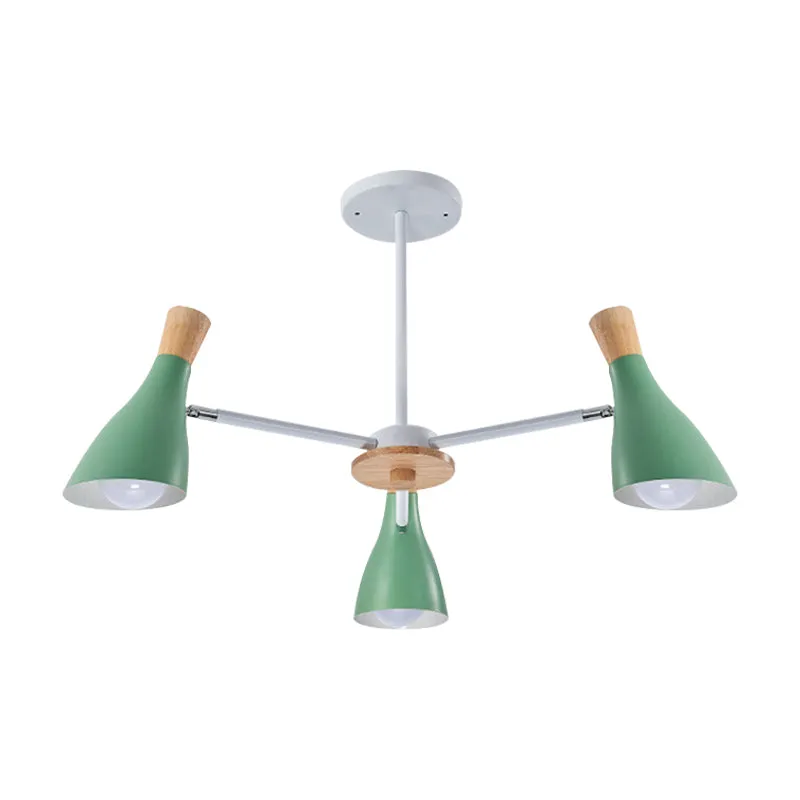 Fles babykamer hanglamp metaal 3-lichts Macaron Loft kroonluchter Clearhalo