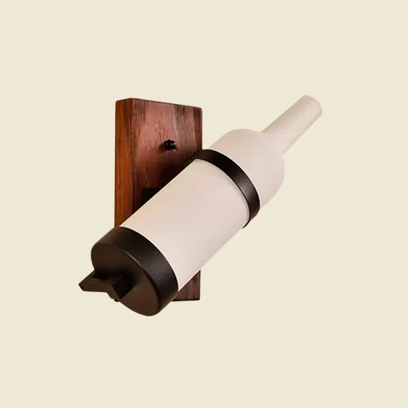 Fles Slaapkamer Wandmontage Lichtpunt Magazijn Mat Wit/Geel Crackle Glas 1/2-Lamp Houten Wandlamp Clearhalo
