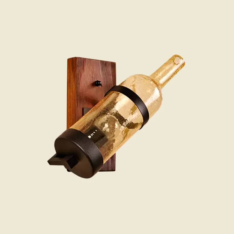 Fles Slaapkamer Wandmontage Lichtpunt Magazijn Mat Wit/Geel Crackle Glas 1/2-Lamp Houten Wandlamp Clearhalo