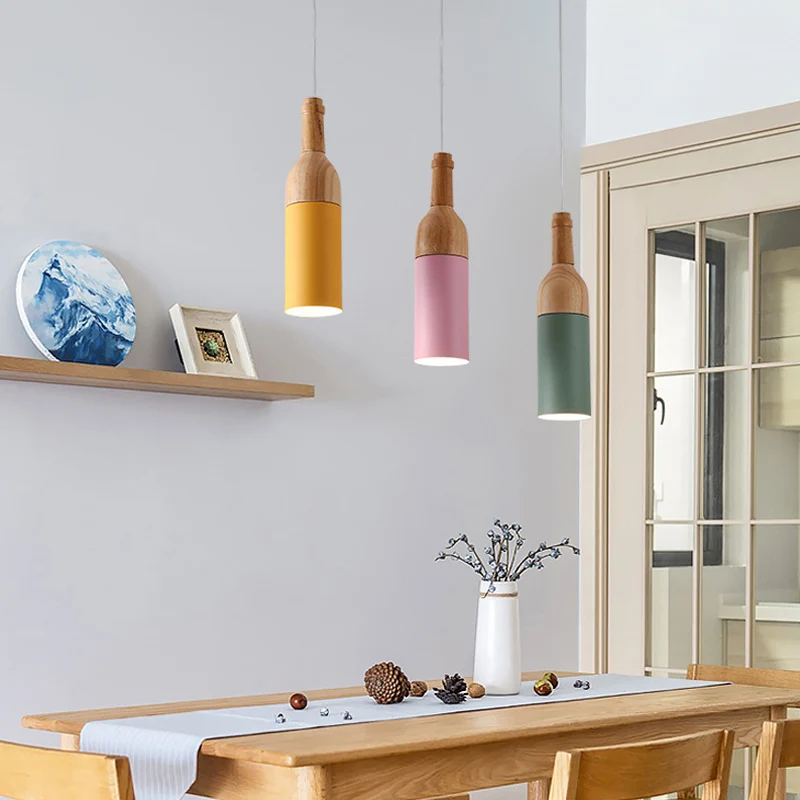 Flesvormige clusterhanglamp Eenvoud Metaal 3-lichts houten hanglamp voor eetkamer Clearhalo