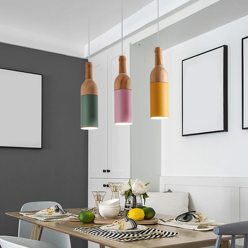 Flesvormige clusterhanglamp Eenvoud Metaal 3-lichts houten hanglamp voor eetkamer Clearhalo