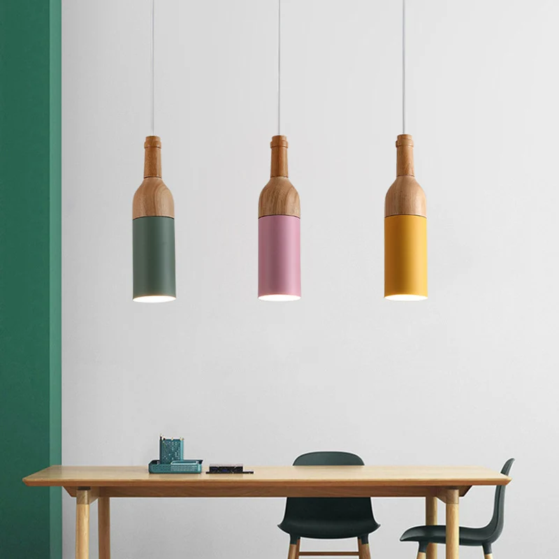 Flesvormige clusterhanglamp Eenvoud Metaal 3-lichts houten hanglamp voor eetkamer Clearhalo