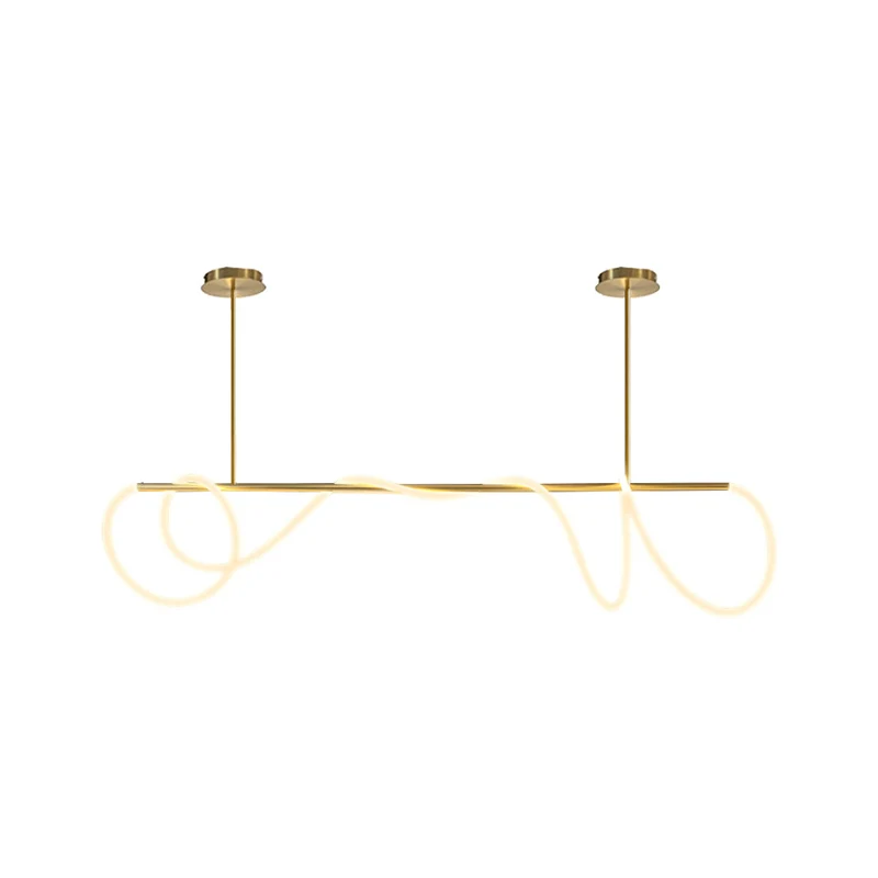 Flexibele buishanglamp van acryl Minimalistische LED-eilandlamp met lineaire arm goud, warm/wit/natuurlijk licht Clearhalo