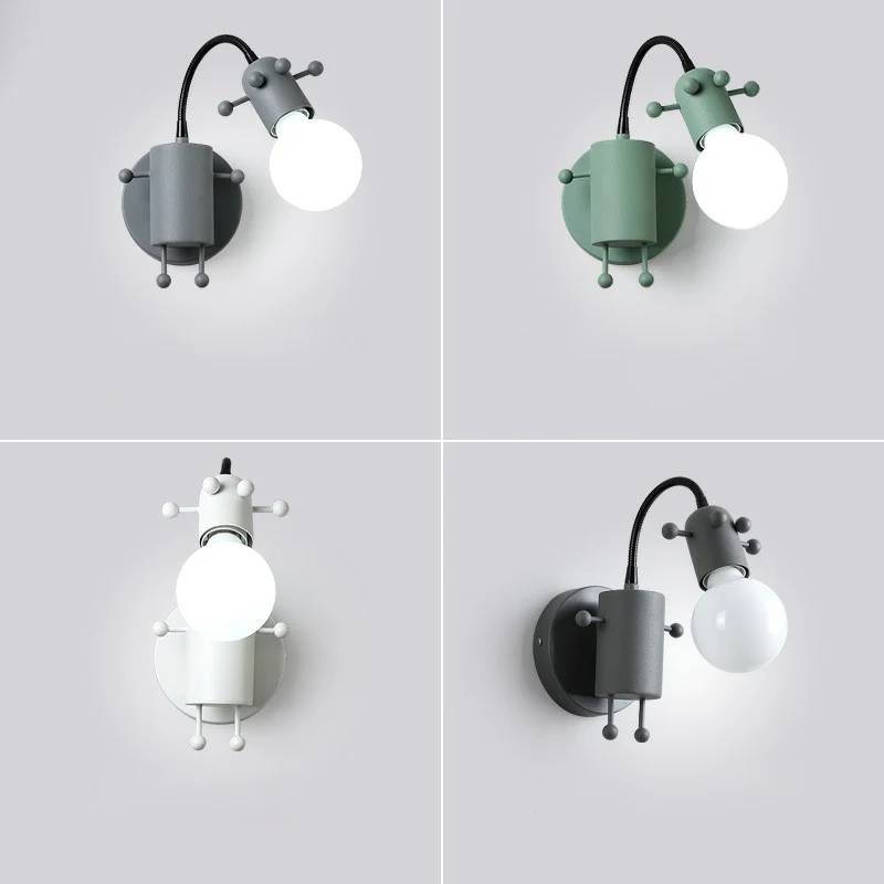 Flexibele Giraffe Kindernachtkastje Wandlamp Metaal 1 Lamp Cartoon Leeswandlamp met blote lampontwerp Clearhalo