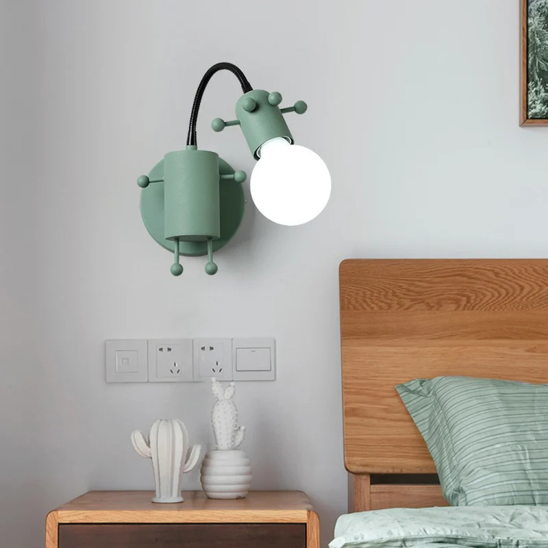 Flexibele Giraffe Kindernachtkastje Wandlamp Metaal 1 Lamp Cartoon Leeswandlamp met blote lampontwerp Clearhalo