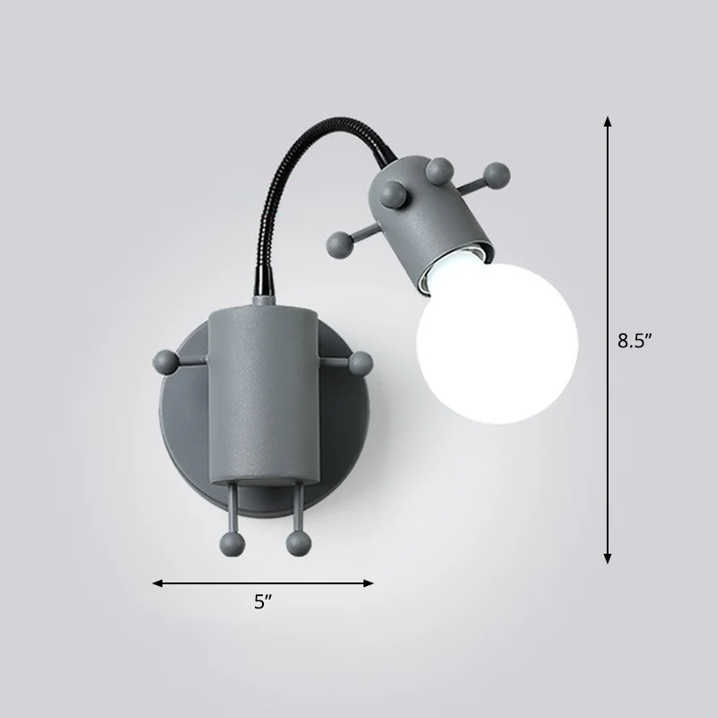 Flexibele Giraffe Kindernachtkastje Wandlamp Metaal 1 Lamp Cartoon Leeswandlamp met blote lampontwerp Clearhalo
