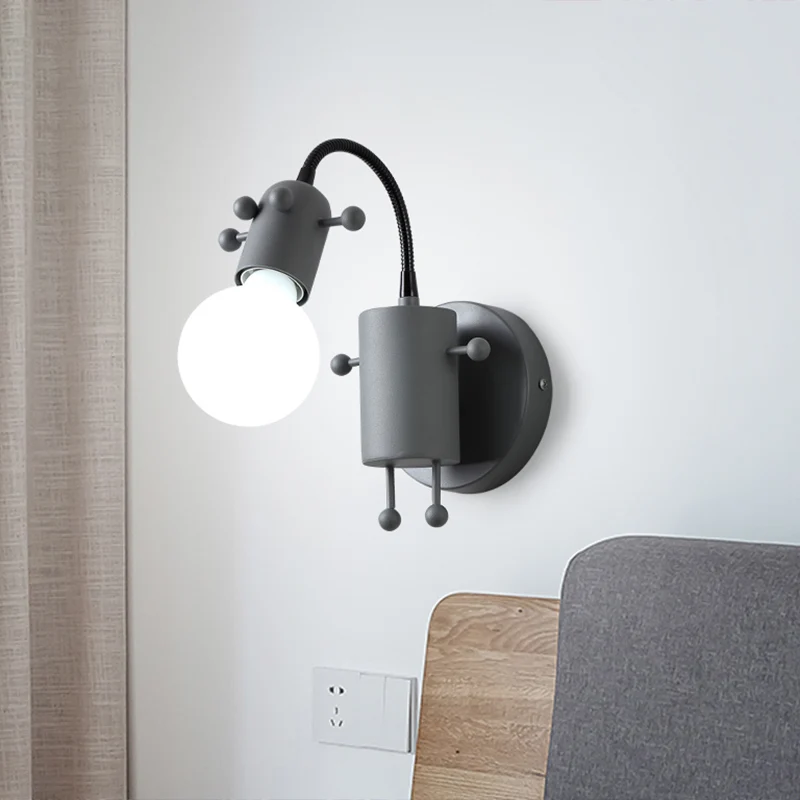 Flexibele Giraffe Kindernachtkastje Wandlamp Metaal 1 Lamp Cartoon Leeswandlamp met blote lampontwerp Clearhalo